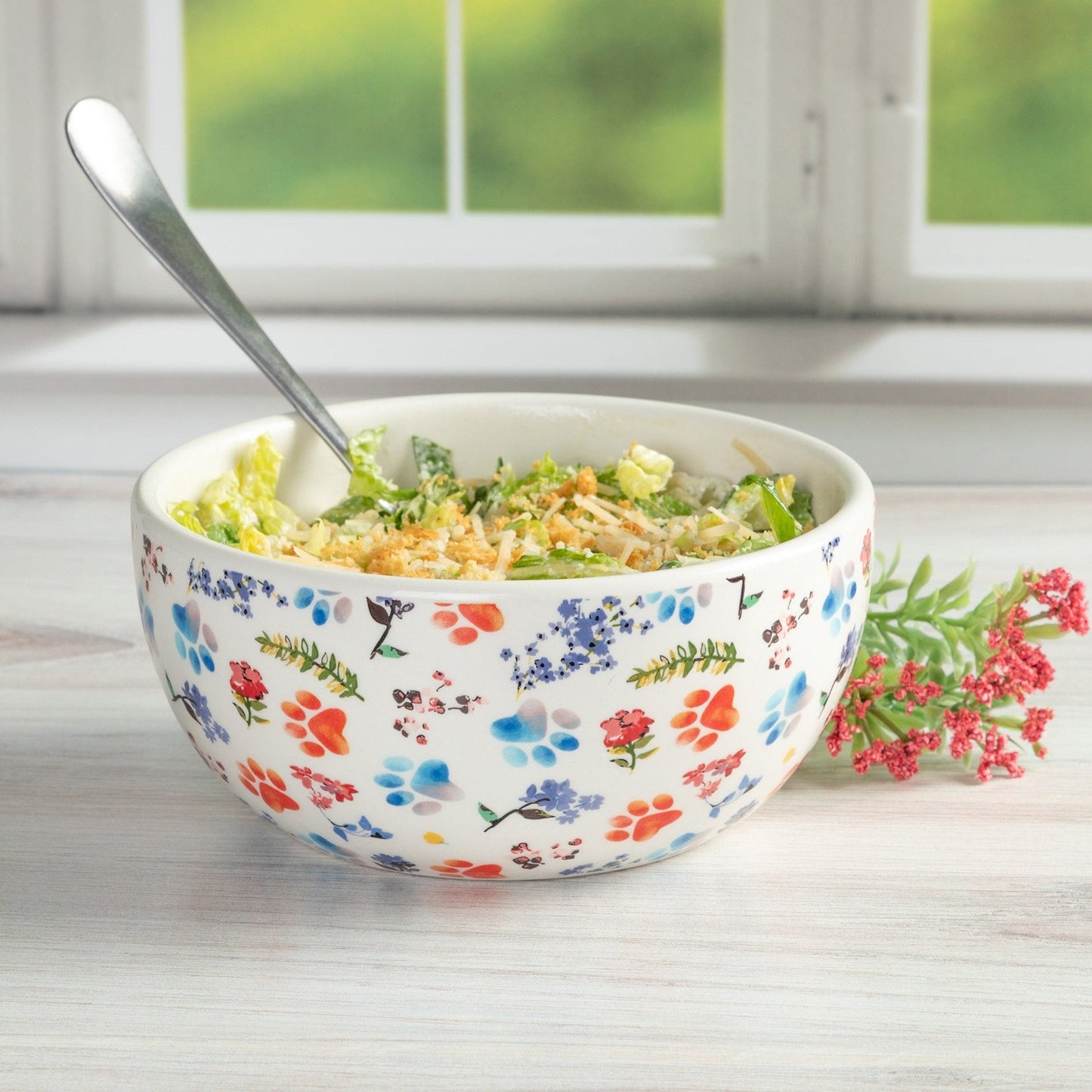Ceramic Paw Lover Soup or Salad Bowl - Set of 4
