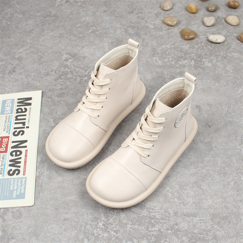 Women's Wool-Lined Lace-Up Flat Ankle Boots