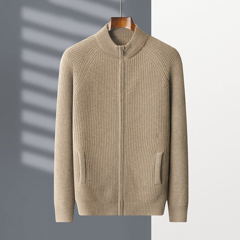 Men's Half Turtleneck Zipper Cardigan Thickened Jacket Casual