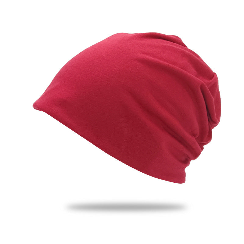 Solid-color Double-layer Pullover Beanie Thin Style