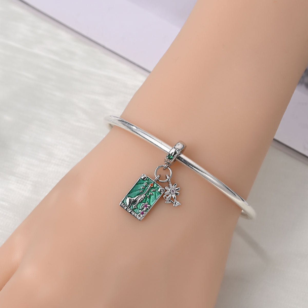 Trendy Silver-plated Beaded Bracelet