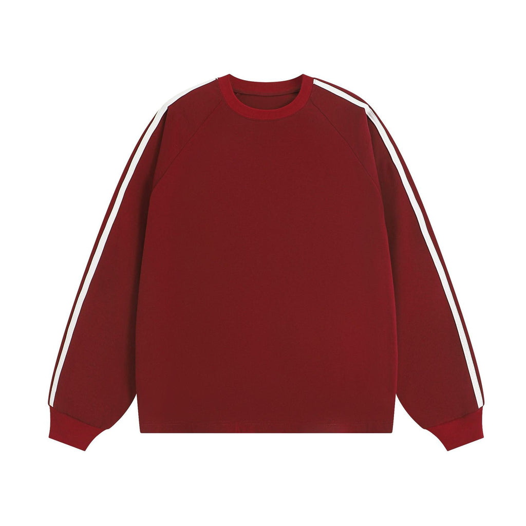 American-style Retro Three-bar Long-sleeved T-shirt For Men
