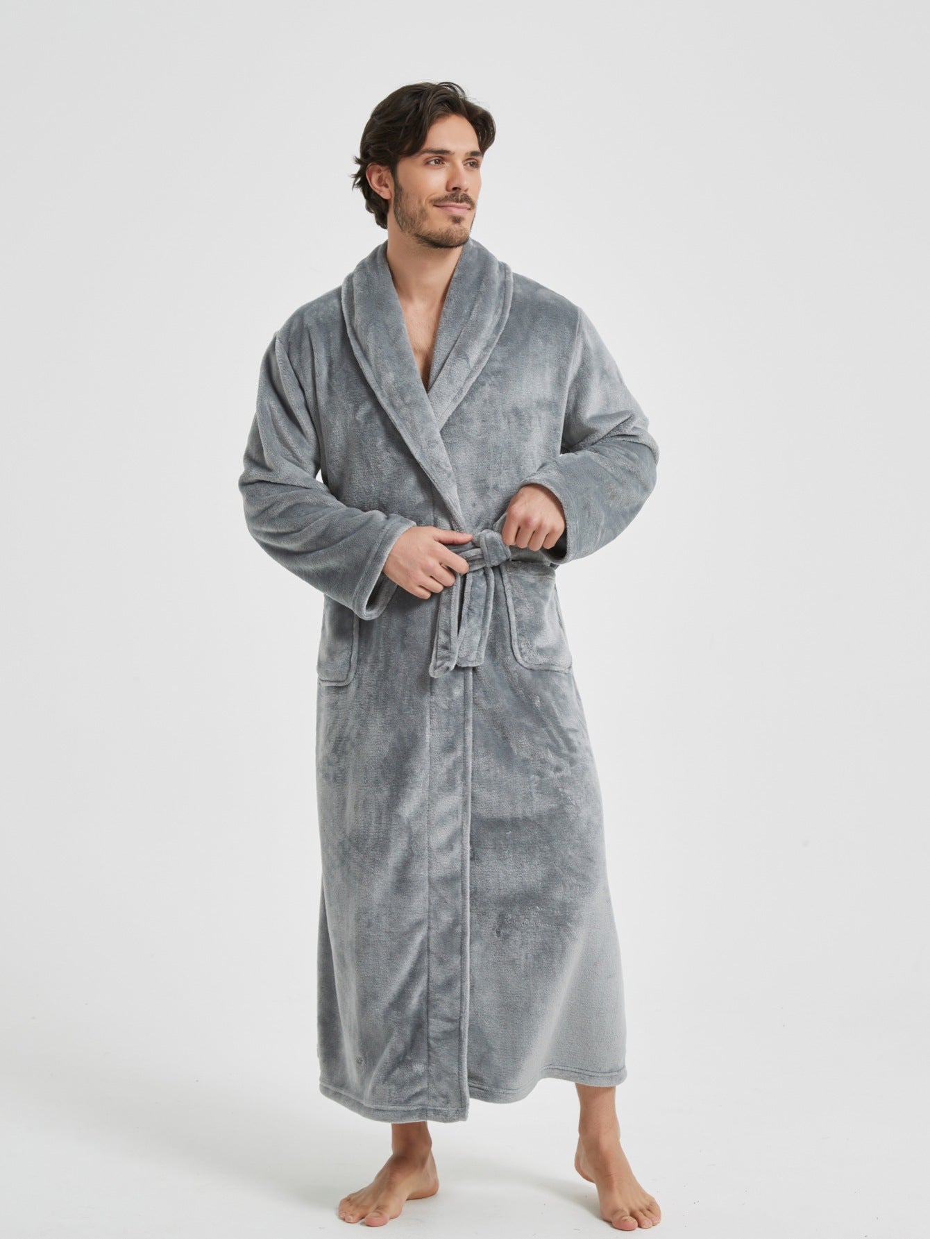European And American-style Flannel Men's House Robe