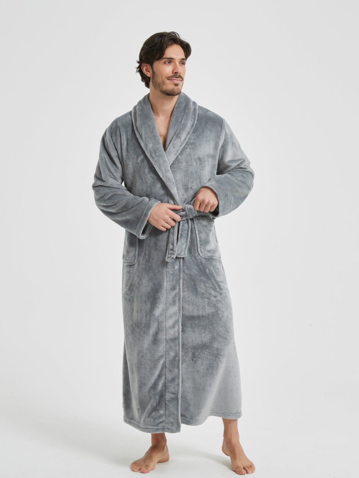 European And American-style Flannel Men's House Robe