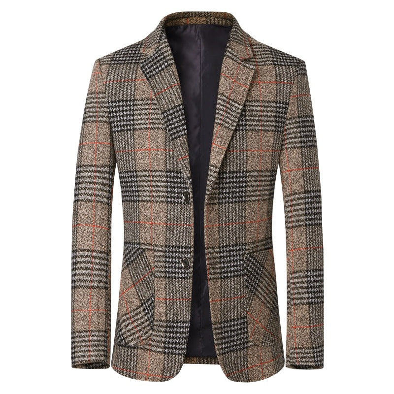Mid-age Mens Suit Dad-style Casual Single-breasted Blazer