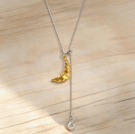 Silver Minimalist Croissant Donut Long Necklace