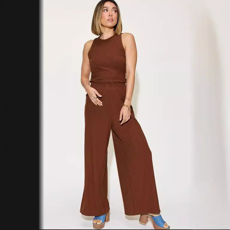 Outstation Fashion Casual Vest Wide Leg Pants Suit