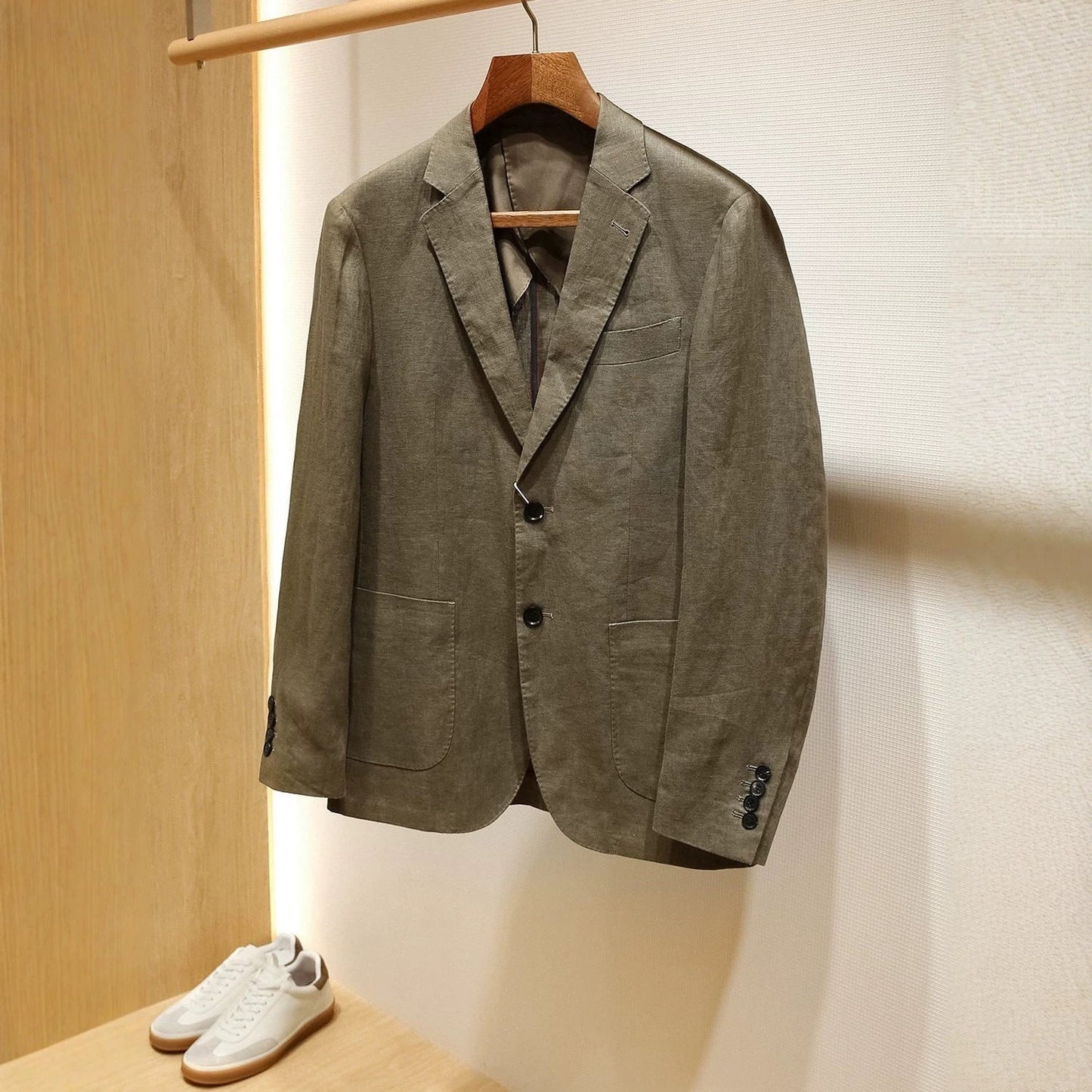 Plus-size Mens Linen Slim-fit Suit Set