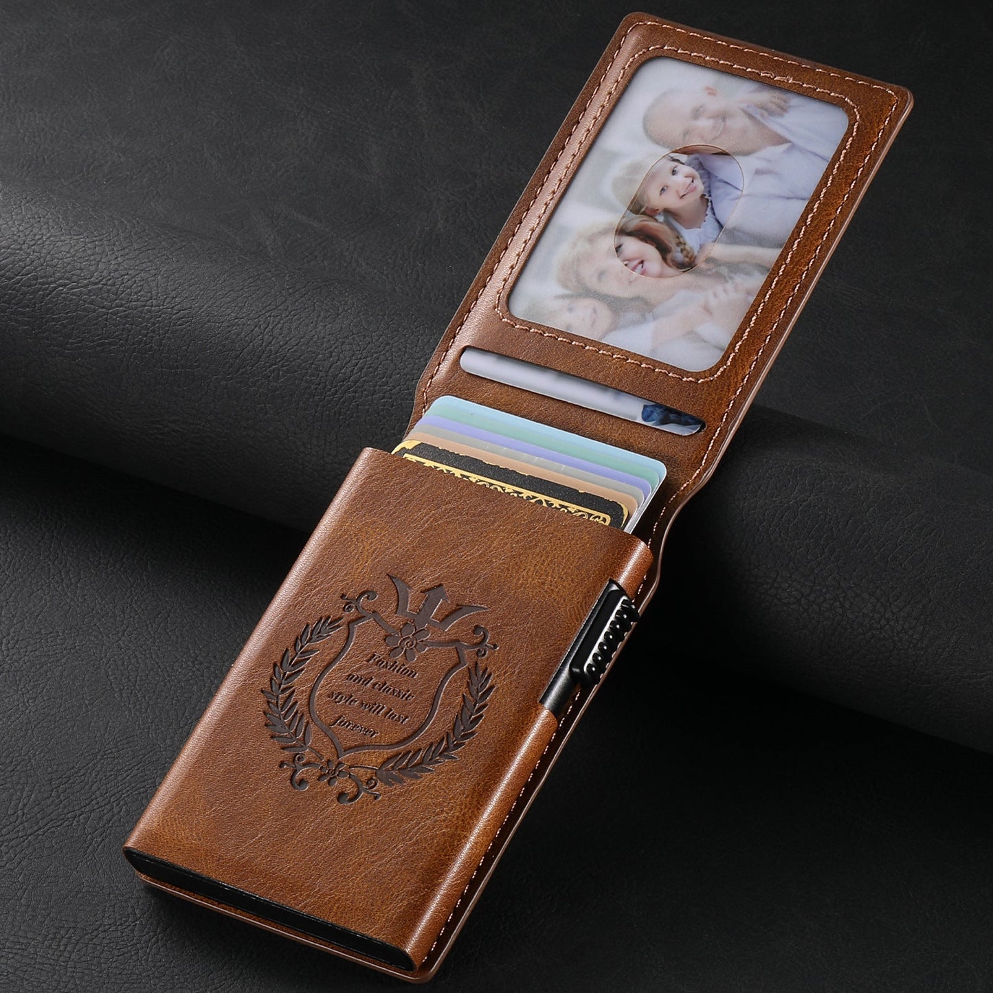 Oil-wax Grain Glossy Full-wrap Leather Card Holder