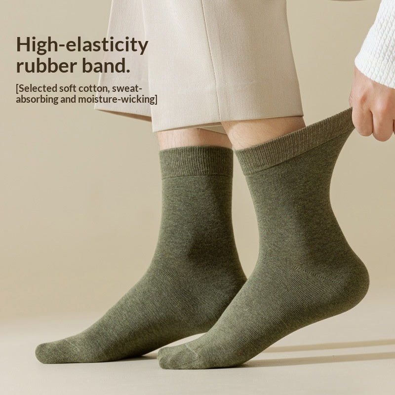 Men's Cotton Sweat-Absorbent Deodorizing And Antibacterial Mid-Calf Socks