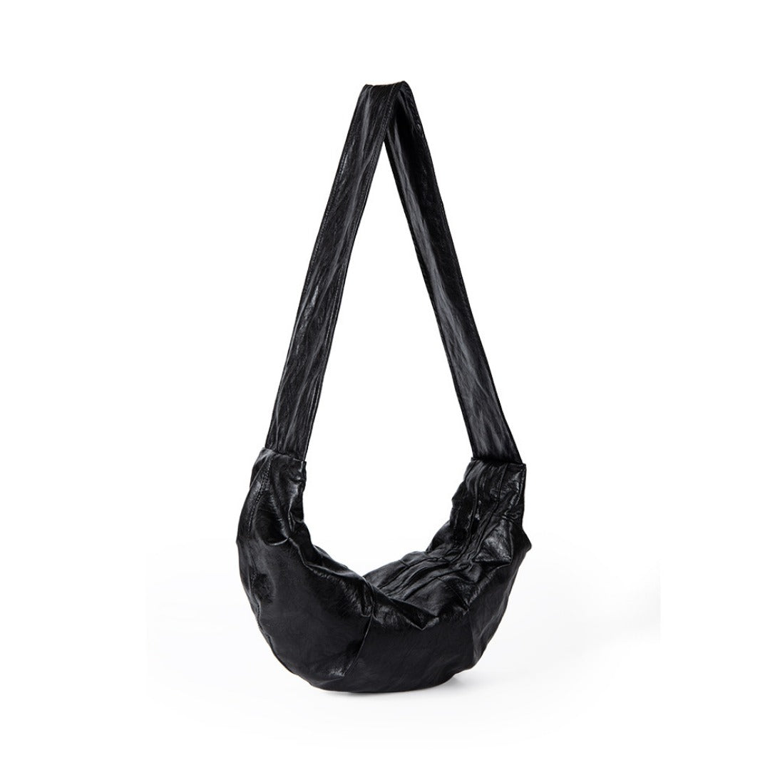 Wide shoulder strap soft leather croissant bag for women, simple and versatile shoulder Crossbody bag, small shoulder bag for women