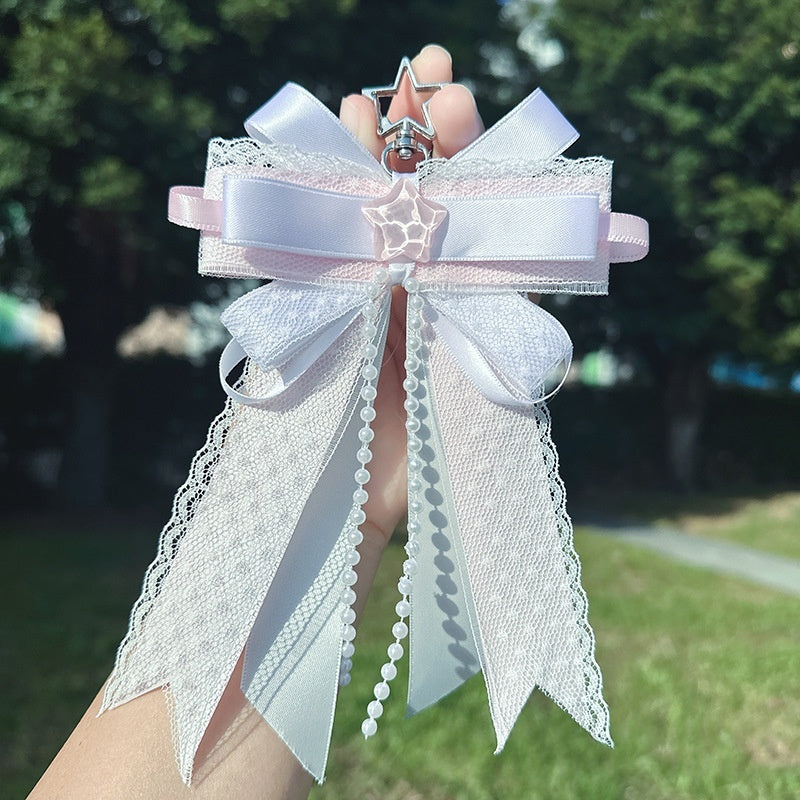 Valley Beauty Support Fan Bow-Knot Keychain Bag Charm