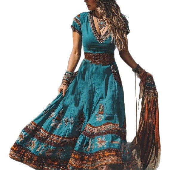 Stylish Trendy Retro Western-style Womens Dress