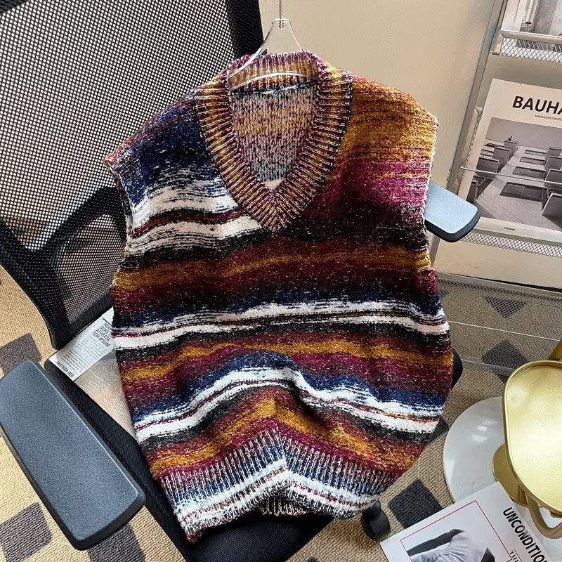 Mens Autumn Lazy-Style Loose-Fit Couples Sleeveless Sweater Vest