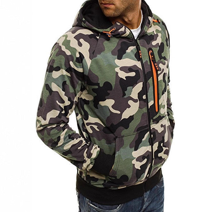 Men's Casual Hooded Zip-Up Sweatshirt Jacket