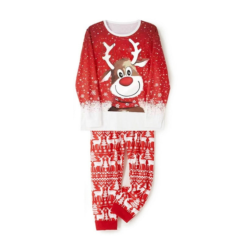 Parent-Child Two-piece Suit Elk Printing Pajamas Suit Homewear