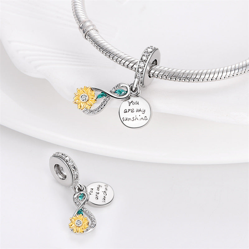 Sunflower-shaped Copper Bead Pendant Bracelet Accessory