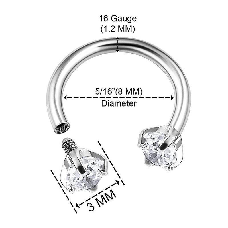 Piercing Jewelry Round Double-Zircon Nose Ring