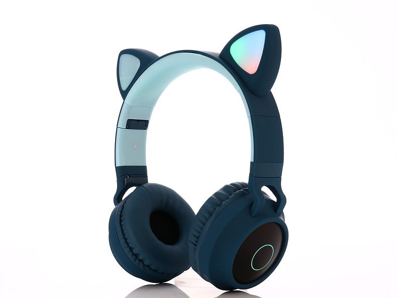 KIds Luxury Interesting Stevvex Portable Headset Wireless Bluetooth folding Headphones Headset Audio Adjustable Game Earphones With Microphone For PC phone (Pink)
