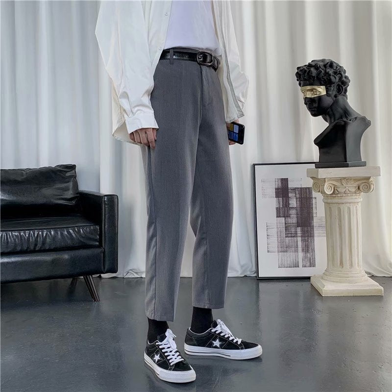 Mens Casual Loose-fitting Versatile Straight-leg Pants