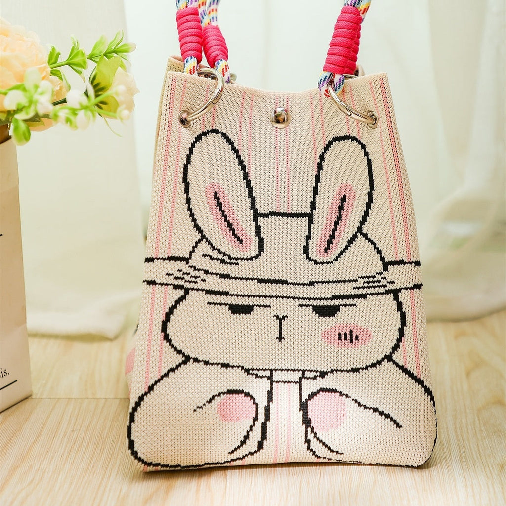 Knitted Tote Bag Commuter-friendly Handbag Simple Style