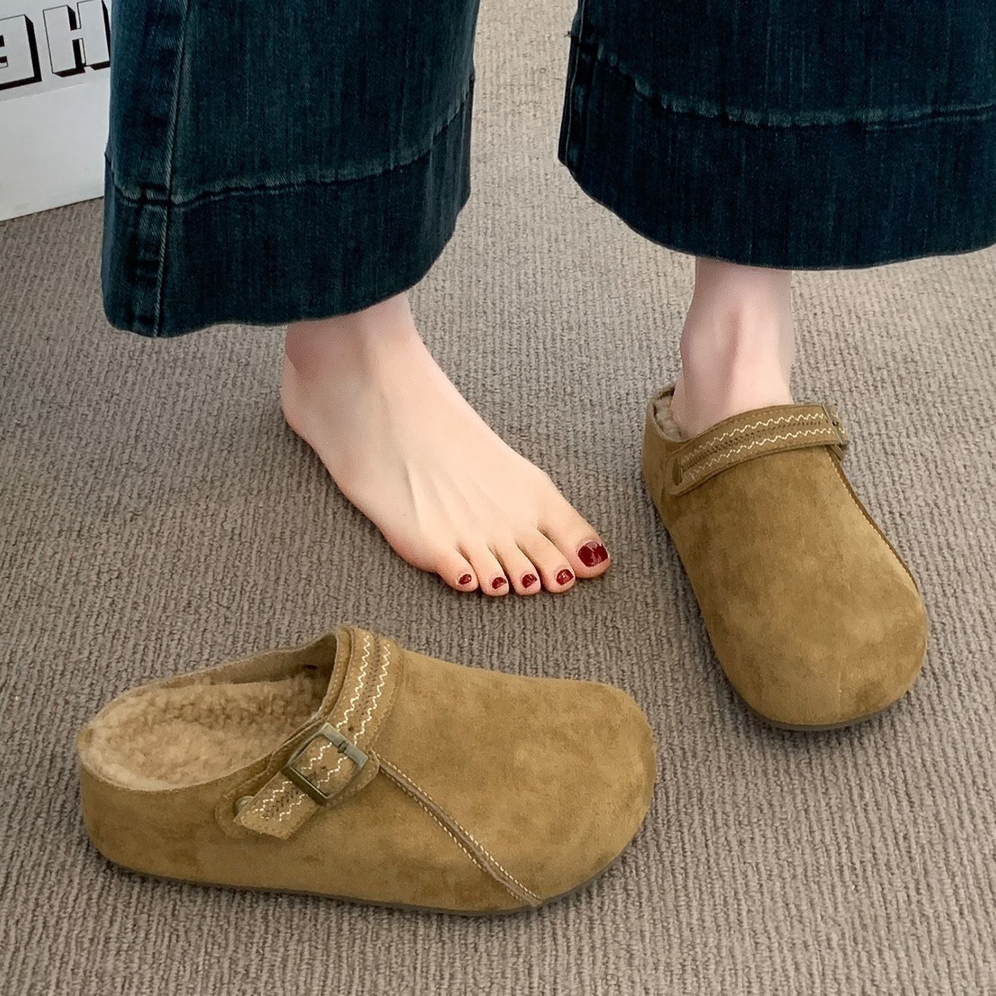 Thick Sole Half Slippers Women's Outer Wear 2025 New Autumn And Winter