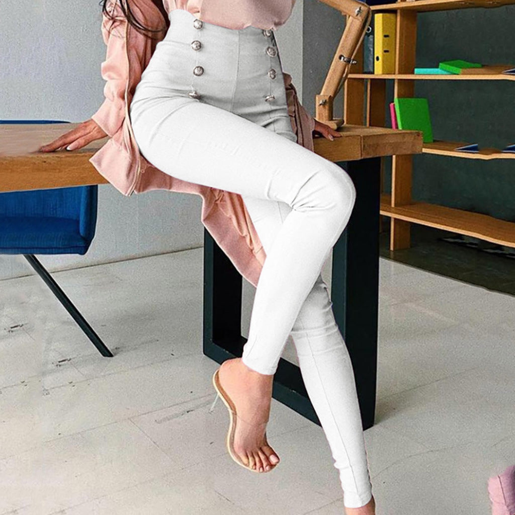 Womens Casual High-Waisted Pants With European And American Patchwork
