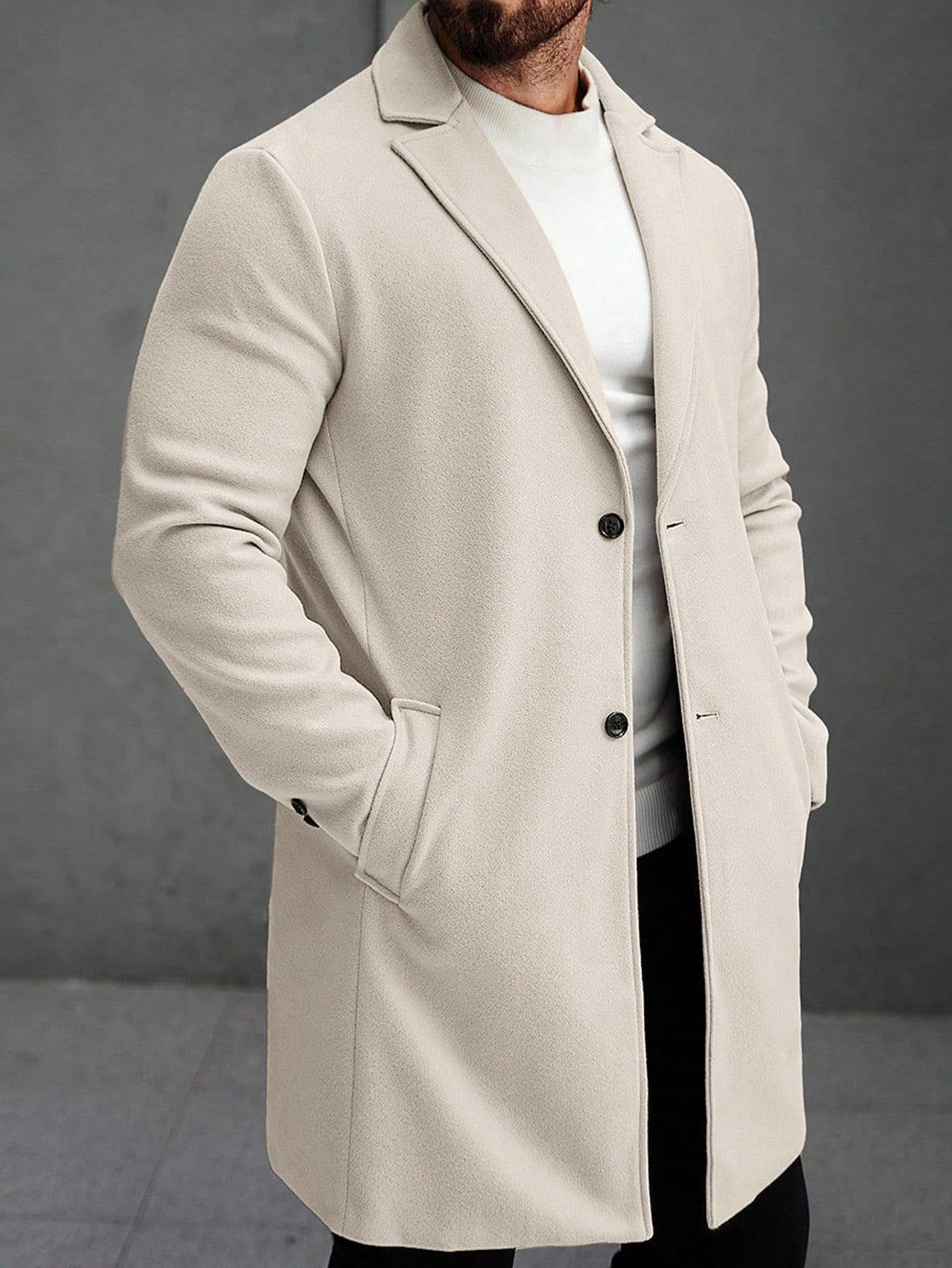 Solid-color Wool Mid-length Coat