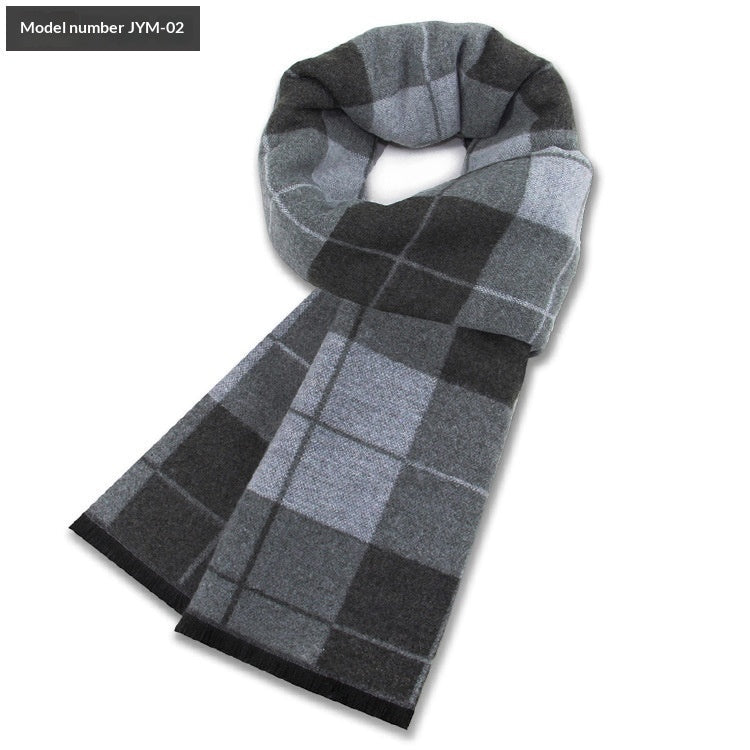 Mens Wool-Blend Plaid Scarf Winter Warmth & Extra Thickness