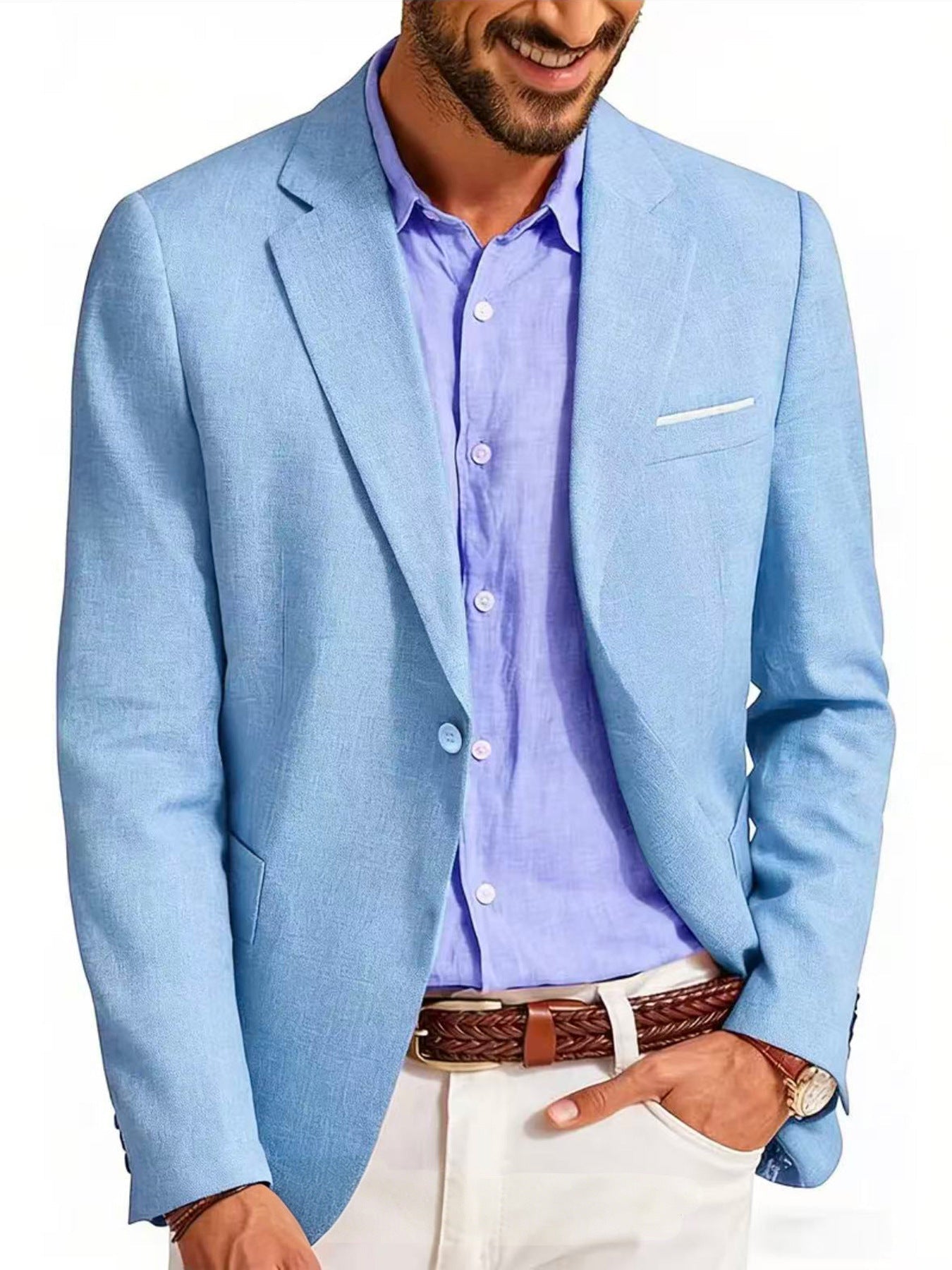 Mens Casual Blazer Single-breasted Slim-fit Suit Jacket