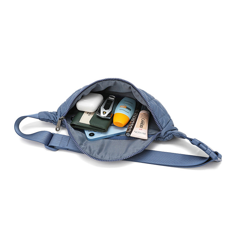 Solid-color Casual Crossbody Waist Bag With A Quilted Diamond Pattern