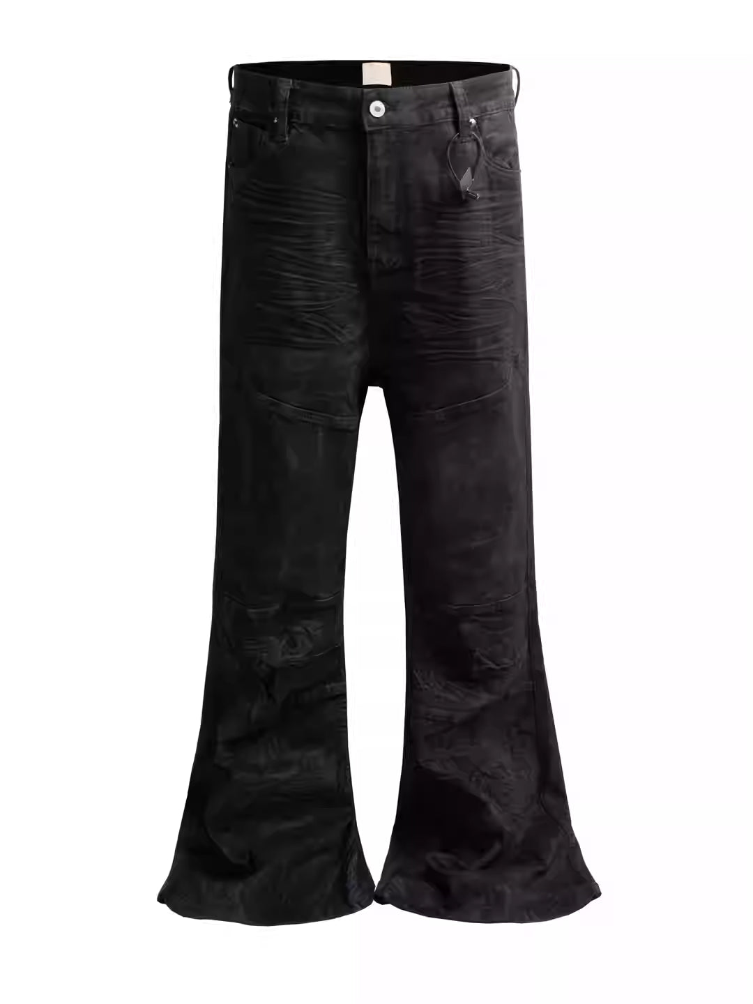 American-style Raw-edge Slim-fit Pleated Slightly Flared Denim Jeans