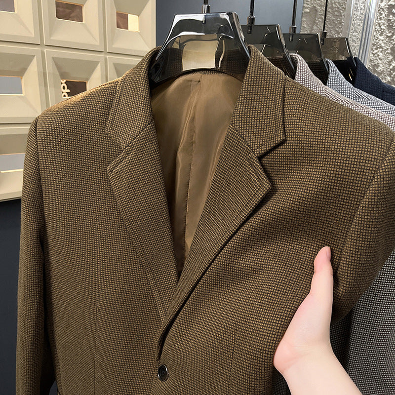 Lightly Mature-style Casual Mens Heavy Wool Suit For Spring And Autumn