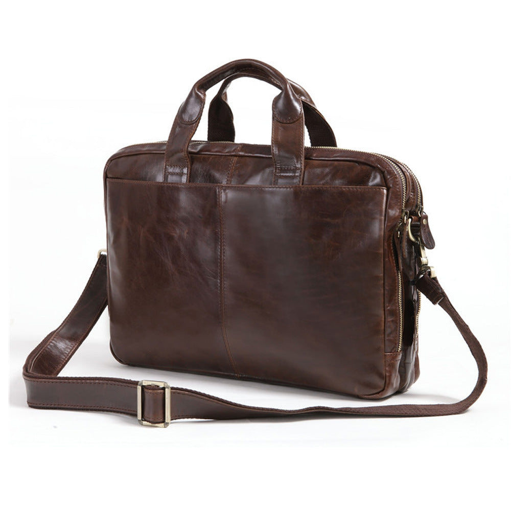 New Men's First Layer Cowhide Business Briefcase Computer