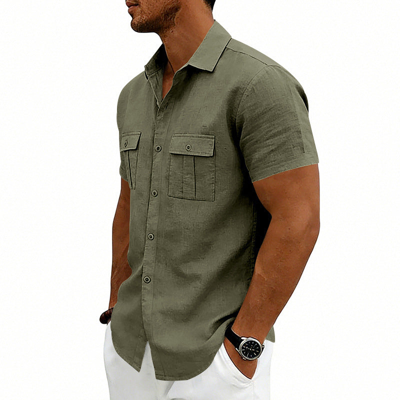 American-style Casual Loose-fit T-shirt With Two Pockets