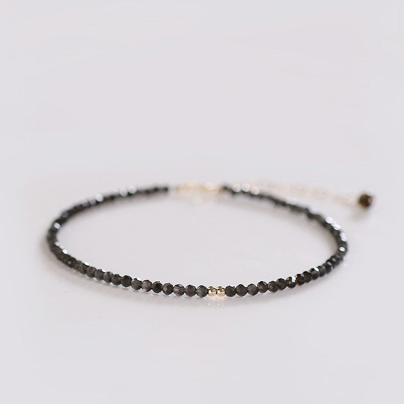 Ultra-fine Natural Obsidian Anklet For Women