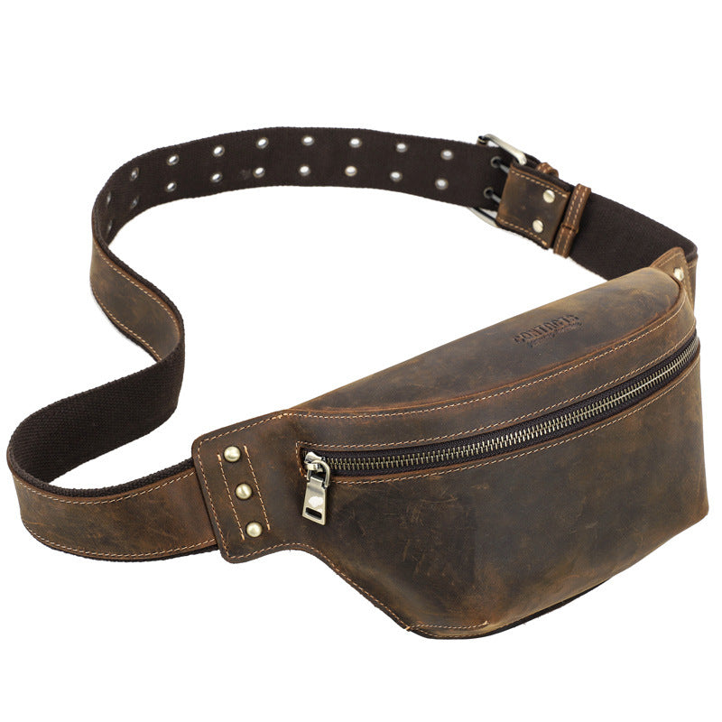 Retro Horsehide Waist Bag For Men