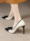 New French Style Bow High Heels, Elegant Women Stiletto Pointed Toe Pumps, Fast Shipping Within Days