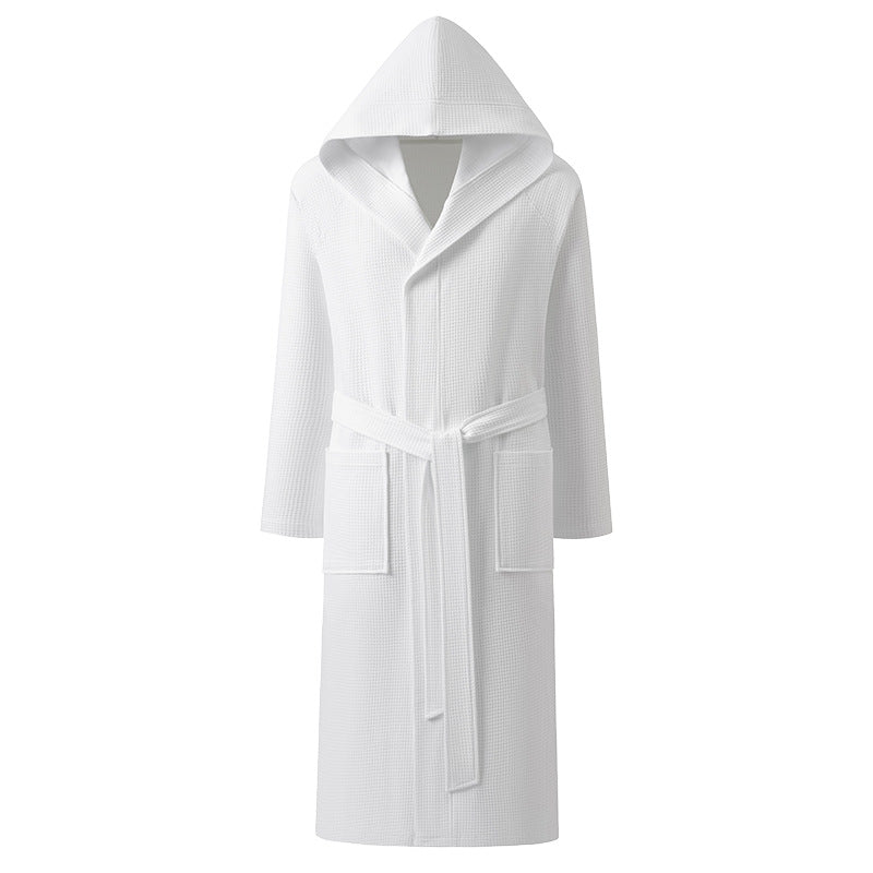 Mens Pure Cotton Hooded Bathrobe