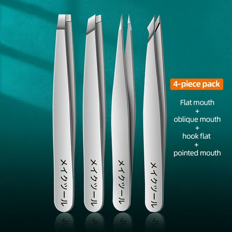 Eye Tweezer 4-piece Set Manicure Expert Eye-brow Knife Portable Tool Tweezers