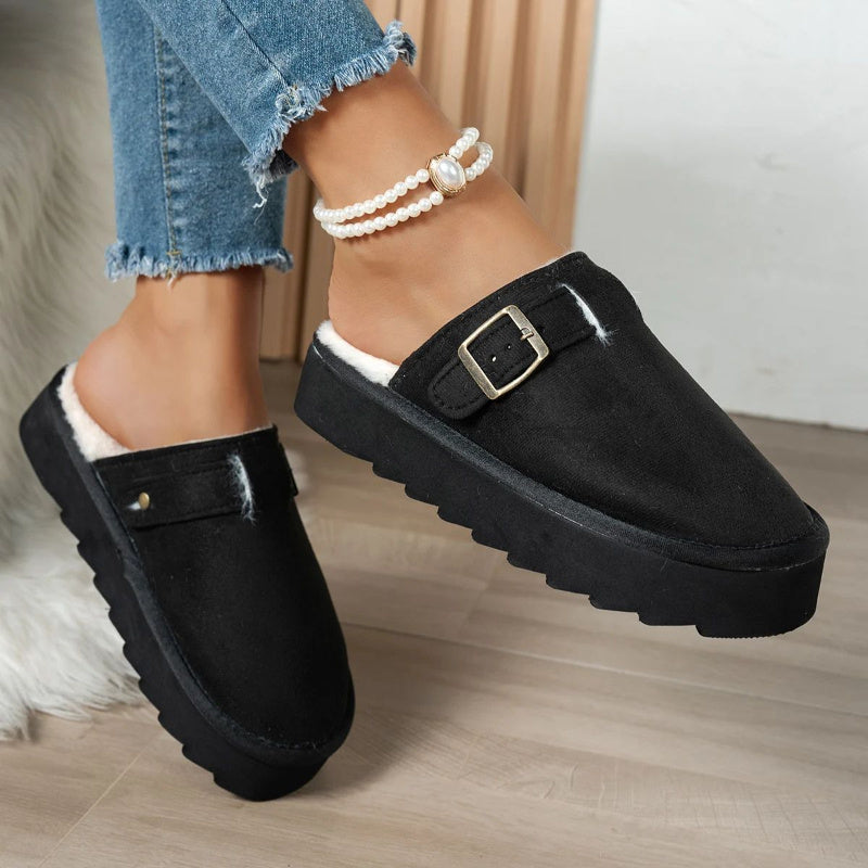 Women's Winter Plush Lined Slippers Warm Noise-reducing Fa