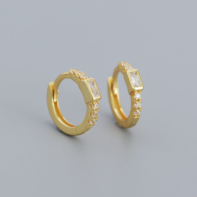 925 Sterling Silver Instagram-style High-end Diamond-studded Hoop Earrings