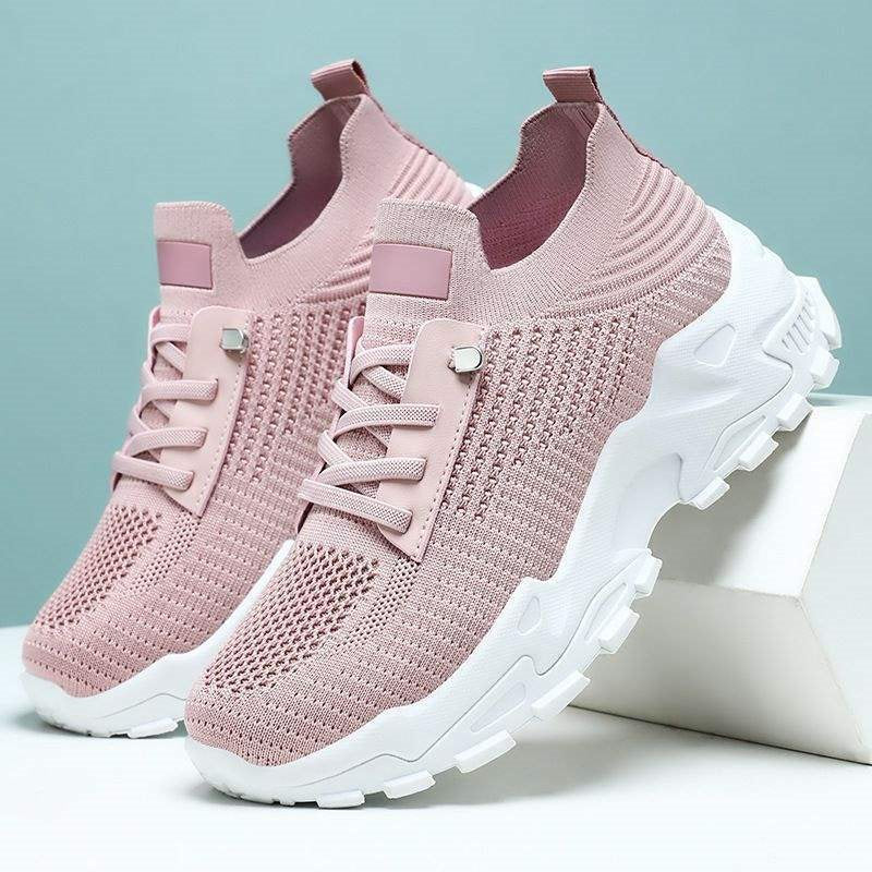 Women's Summer Flying Woven Lace Up Running Shoes