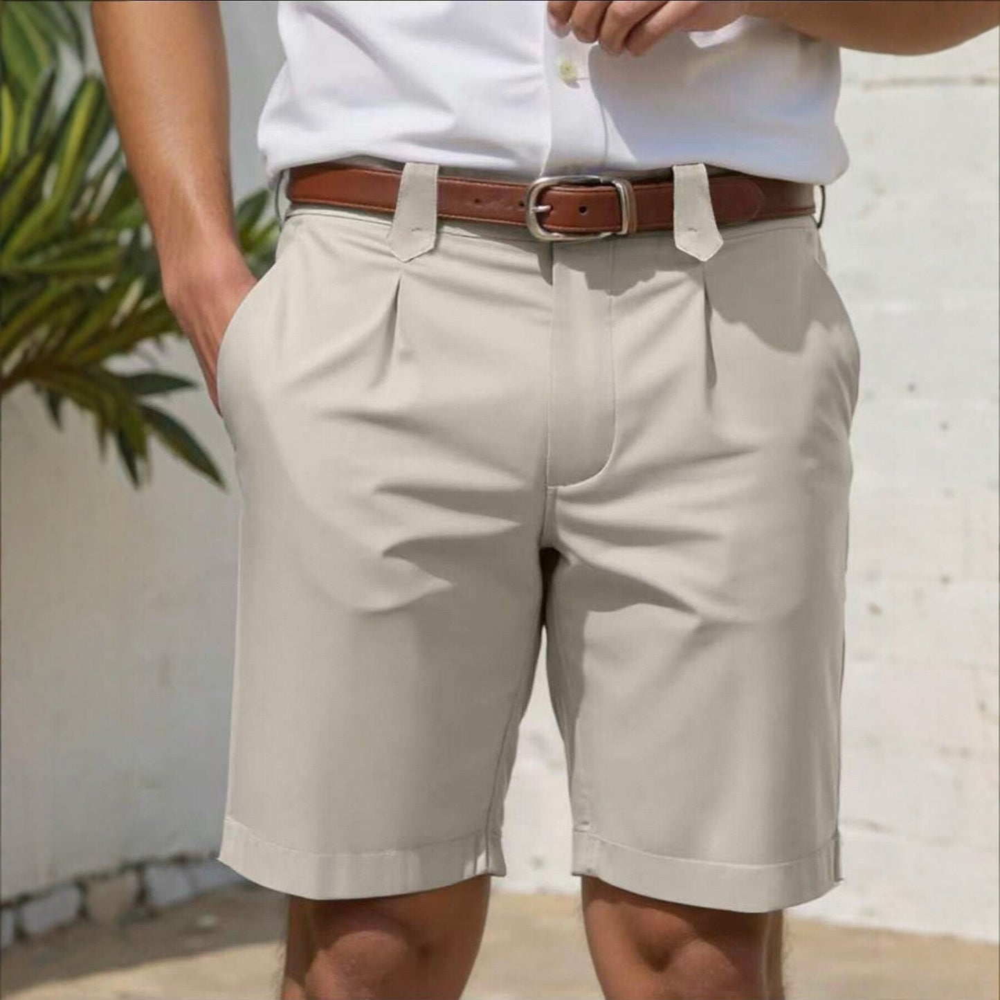 Business-Casual Slim-Fit Straight-Leg Shorts For Men