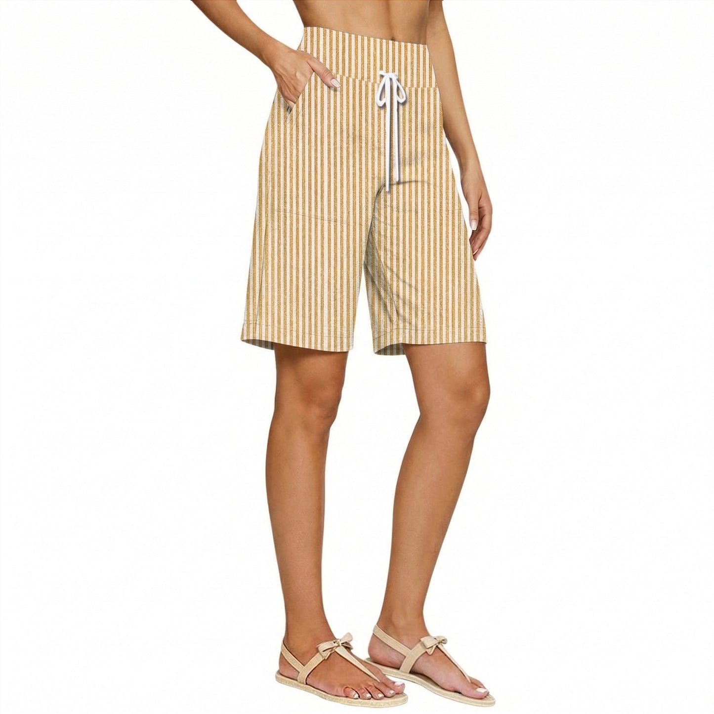 Loose-fit Striped High-waisted Shorts