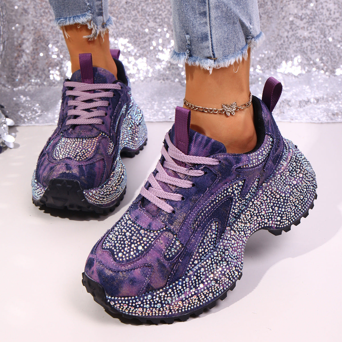Womens Stylish Versatile Height-increasing Thick-soled Casual Sneakers