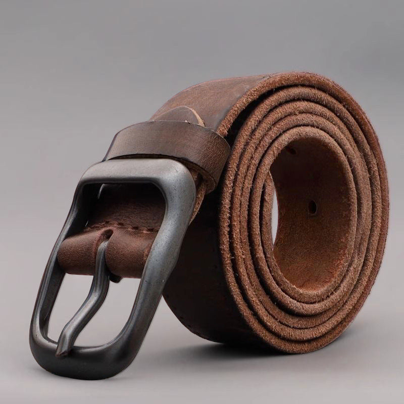 Mens Full-grain Leather Belt With A Pin Buckle