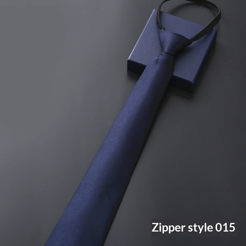 Mens Business Formal Zipper Tie With Blue Stripes