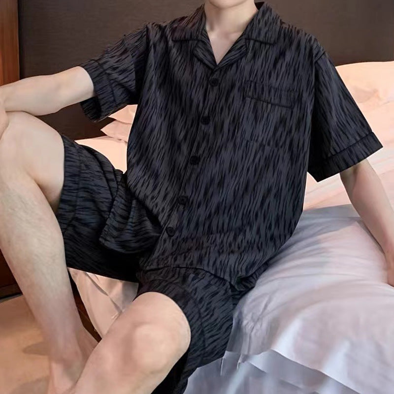 Mens And Boys Summer Black-striped Loungewear