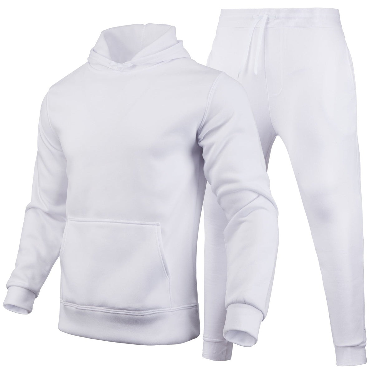 Slim-fit Solid Color Hoodie Set Urban Casual